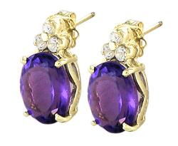 10k Yellow Gold Purple Amethyst Topaz Earringsyellow 