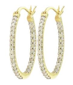 10k Yellow Gold Hoop Diamond Earringsyellow 