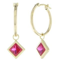 10k Yellow Gold Ruby Hoop Earringsyellow 