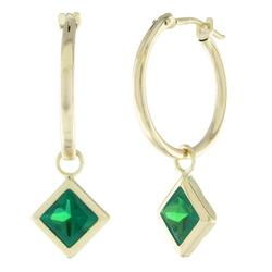 10k Yellow Gold Emerald Hoop Earringsyellow 