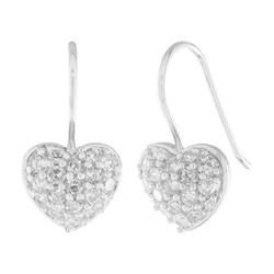 Sterling Silver Heart Shaped Cubic Zirconia Earringssterling 