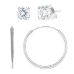 Sterling Silver Small Hoop Cubic Zirconia Earringssterling 