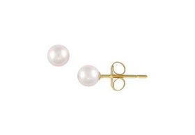 Akoya Cultured Pearl Stud Earrings : 18K Yellow Gold (5.0-5.5mm)akoya 