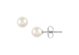 Freshwater Cultured Pearl Stud Earrings : 14K White Gold (6.0-6.5mm)freshwater 