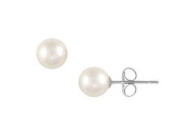 Freshwater Cultured Pearl Stud Earrings : 14K White Gold (7.0-7.5mm)freshwater 