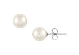 Freshwater Cultured Pearl Stud Earrings : 14K White Gold (8.0-8.5mm)freshwater 