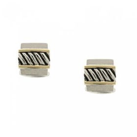 Sterling Silver Cuff Links w/ 14K Accents Rope Designsterling 