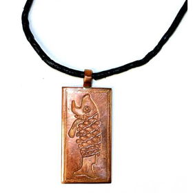 Copper Fish Pendant on Leather - Chilecopper 