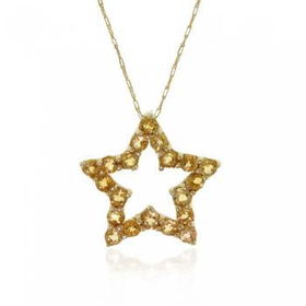 Yellow Gold Star Pendant Necklace 18in Long w/ Citrineyellow 