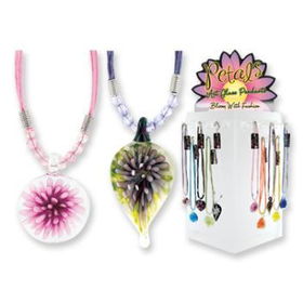 Petals- Fireblown Art Glass Pendants With Display Case Pack 36petals 