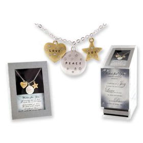 Peace Love Joy - Necklace w/Display Case Pack 12peace 