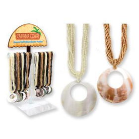 Cabana Coast HandCut Genuine Shell Glass Necklace Case Pack 36cabana 