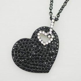 Ladies Fashion Bp Heart Pendant W/ Crystal Stones Case Pack 3ladies 