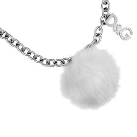 Snow Silver Tone Rhinestone and Faux Fur Necklacesnow 