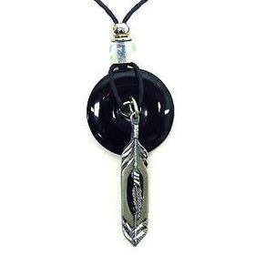 Onyx and Diamond Cut Pewter Necklace - Featheronyx 