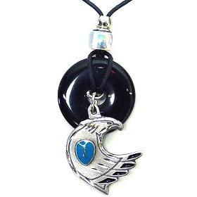 Onyx and Diamond Cut Pewter Necklace - Eagleonyx 