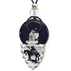 Onyx and Diamond Cut Pewter Necklace - Indian Chiefonyx 