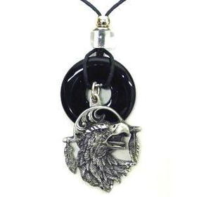 Onyx and Diamond Cut Pewter Necklace - Eagleonyx 