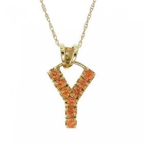 Yellow Gold Y Pendant Necklace w/ Created Citrine Gemsyellow 