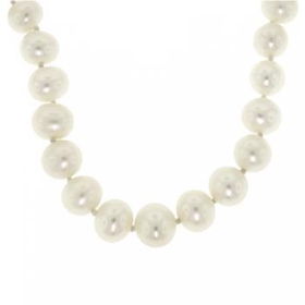 Yellow Gold Clasp Graduated White FW Pearl Necklaceyellow 