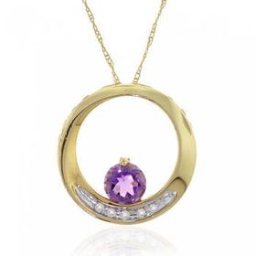 Gold Circle of Love Pendant Necklace Amethyst Diamondgold 