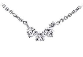 Three Stone Diamond Necklace : 14K white Gold - 1.00 CT Diamondsstone 