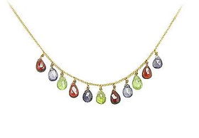 Multicolor Gemstone Necklace : 14K Yellow Gold - 7.00 CT TGWmulticolor 