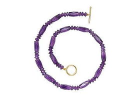 Amethyst Necklace : 14K Yellow Gold - 75.00 CT TGWamethyst 