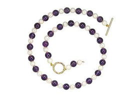 Cultured Pearl and Amethyst Necklace : 14K Yellow Gold - 75.00 CT TGWcultured 