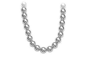 14K White Gold 10mm Bead Necklacewhite 