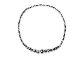 14K White Gold Graduating Bead Necklacewhite 