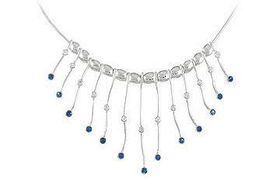 Blue CZ Sterling Silver Necklaceblue 