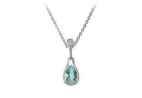 Aqua CZ Sterling Silver Necklaceaqua 