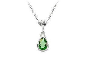 Emerald Color CZ Sterling Silver Necklaceemerald 