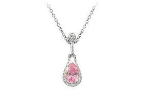 Pink CZ Sterling Silver Necklacepink 