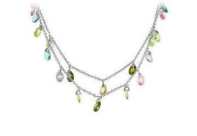 Double Strand Multicolor CZ Sterling Silver Necklacedouble 