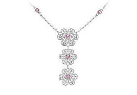 Flower CZ Sterling Silver Necklaceflower 