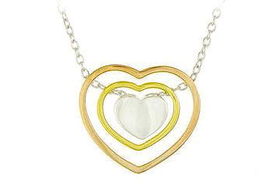 Tri-tone Heart Sterling Silver Necklacetri 