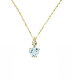 10k Yellow Gold Blue Black Aquamarine Diamond Necklaceyellow 