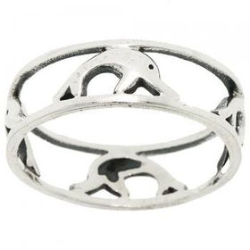 Sterling Silver Jumping Dolphin Ring Band Size 8.5sterling 