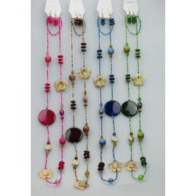 Ladies Fashion 42" Acrylic W/Metal Flower Necklace Case Pack 12ladies 