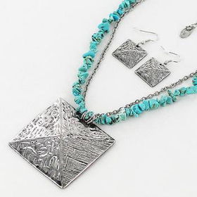 Ladies Fashion Turquoise Stone W/Pyramid Necklace Case Pack 3ladies 