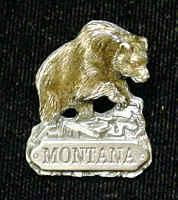 Pewter 3-D Collector Pin - Montana Bearpewter 