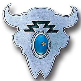 Pewter 3-D Collector Pin - Buffalo Skullpewter 