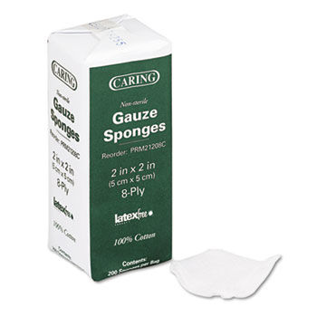 Medline PRM21208C - Caring Woven Gauze Sponges, 2 x 2, NonSterile, 8-ply, 200 Sponges/Packmedline 