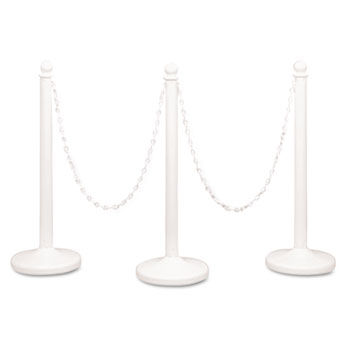 Tatco 12000 - Crowd Control Stanchions, Plastic, 14 x 39, White, 6/Box