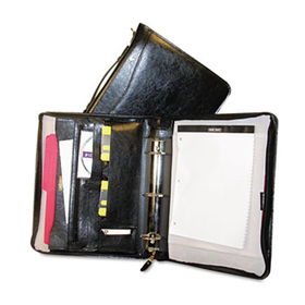 Bond Street, Ltd. 541060BLK - Portfolio w/Ring Binder, Suede Lined, Zipper, Assorted Pockets, Blackbond 