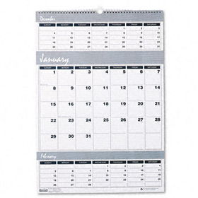 Bar Harbor Wirebound Three-Months-per-Page Wall Calendar, 15-1/2 x 22, 2013-2015