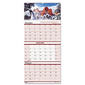 Scenic Landscapes Three-Months/Page Wall Calendar, 12-1/4 x 26, 2013-2015