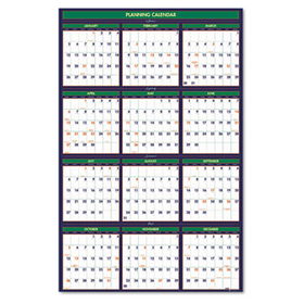 4 Seasons Reversible/Erasable Business/Academic Calendar, 24x37, 2013-2014; 2014